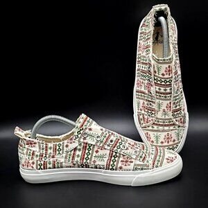 Corky's Babalu Ugly Sweater Print Slip-on Canvas Sneakers Women's Size 10